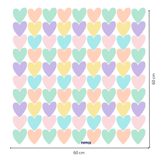 Textile Wall Sticker “Hearts” Soft pastel colors