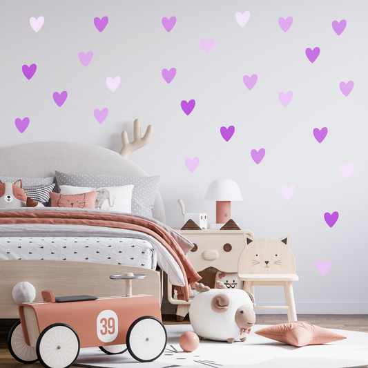 Textile Wall Sticker “Hearts” Soft purple