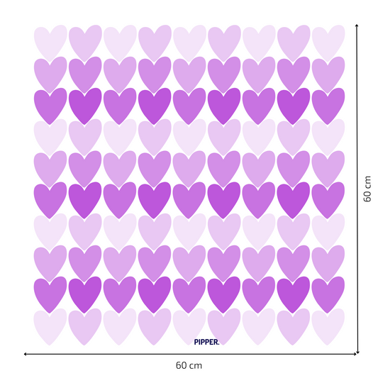 Textile Wall Sticker “Hearts” Soft purple