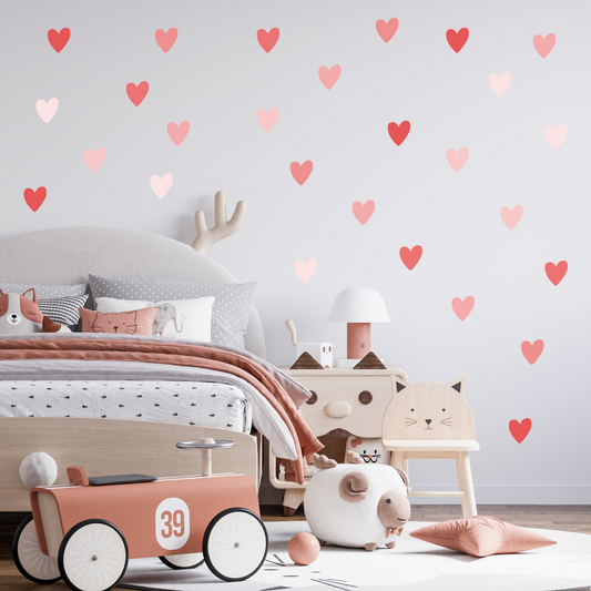 Textile Wall Sticker “Hearts” Soft red