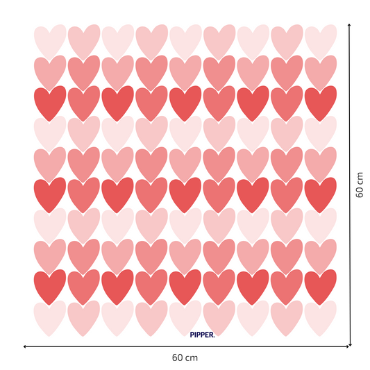 Textile Wall Sticker “Hearts” Soft red