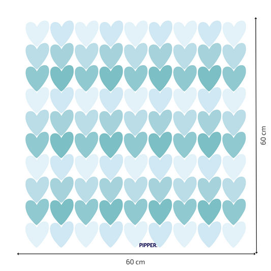 Textile Wall Sticker “Hearts” Soft turquoise colors