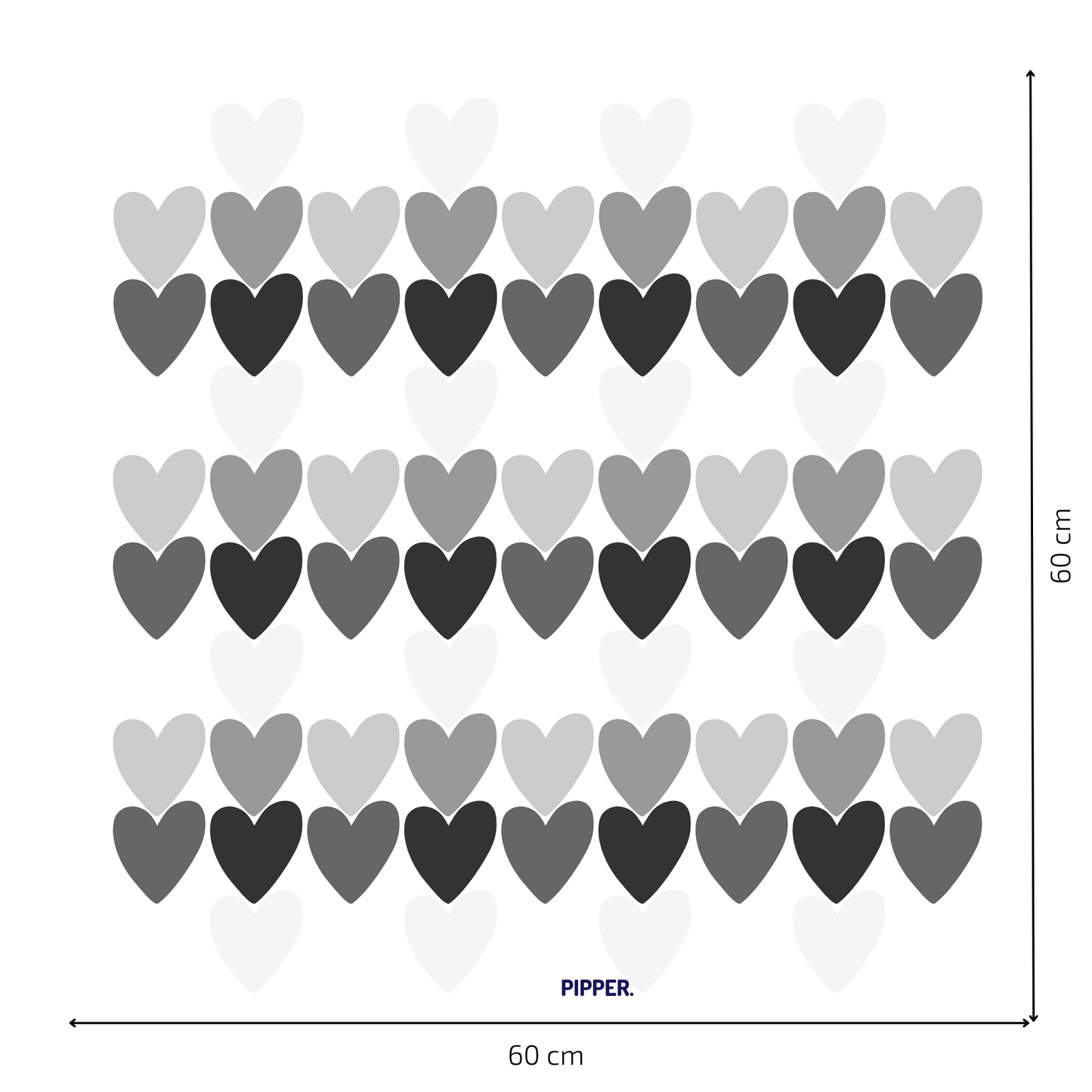 Textile Wall Sticker “Hearts” White-gray colors