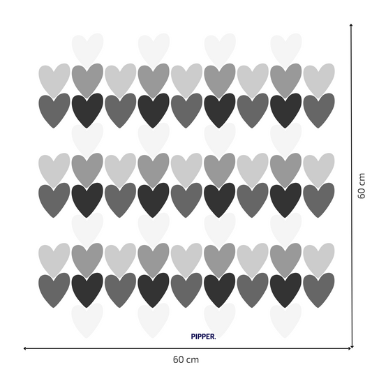 Textile Wall Sticker “Hearts” White-gray colors