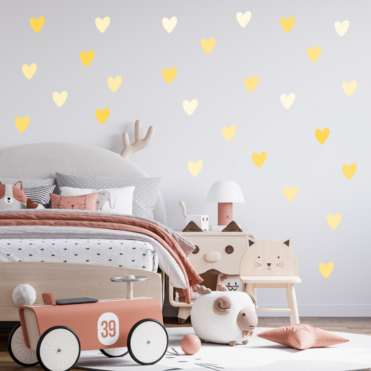 Textile Wall Sticker “Hearts” Yellow colors