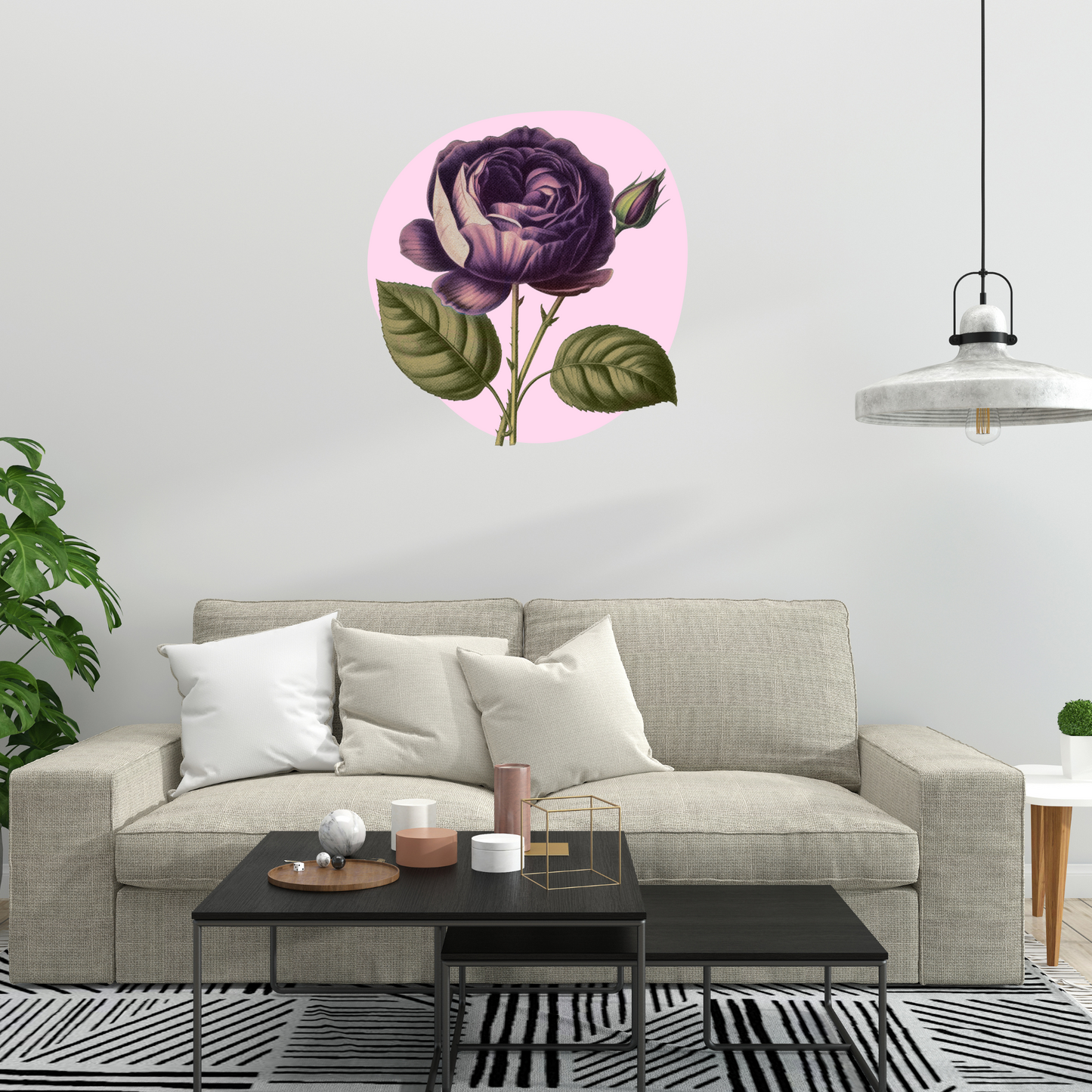 Textile Wall Sticker “Purple Rose”