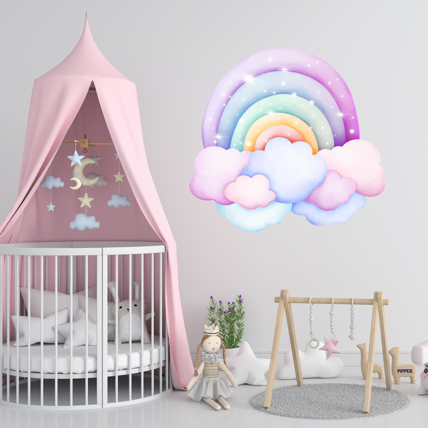 Textile Wall Sticker “Rainbow with Clouds 2”