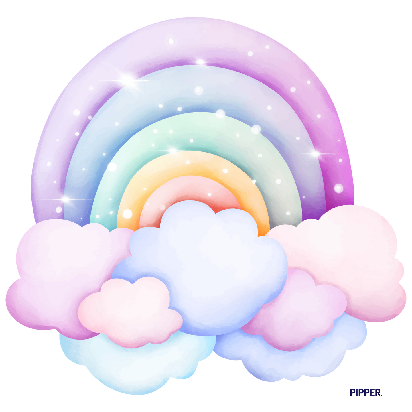 Textile Wall Sticker “Rainbow with Clouds 2”
