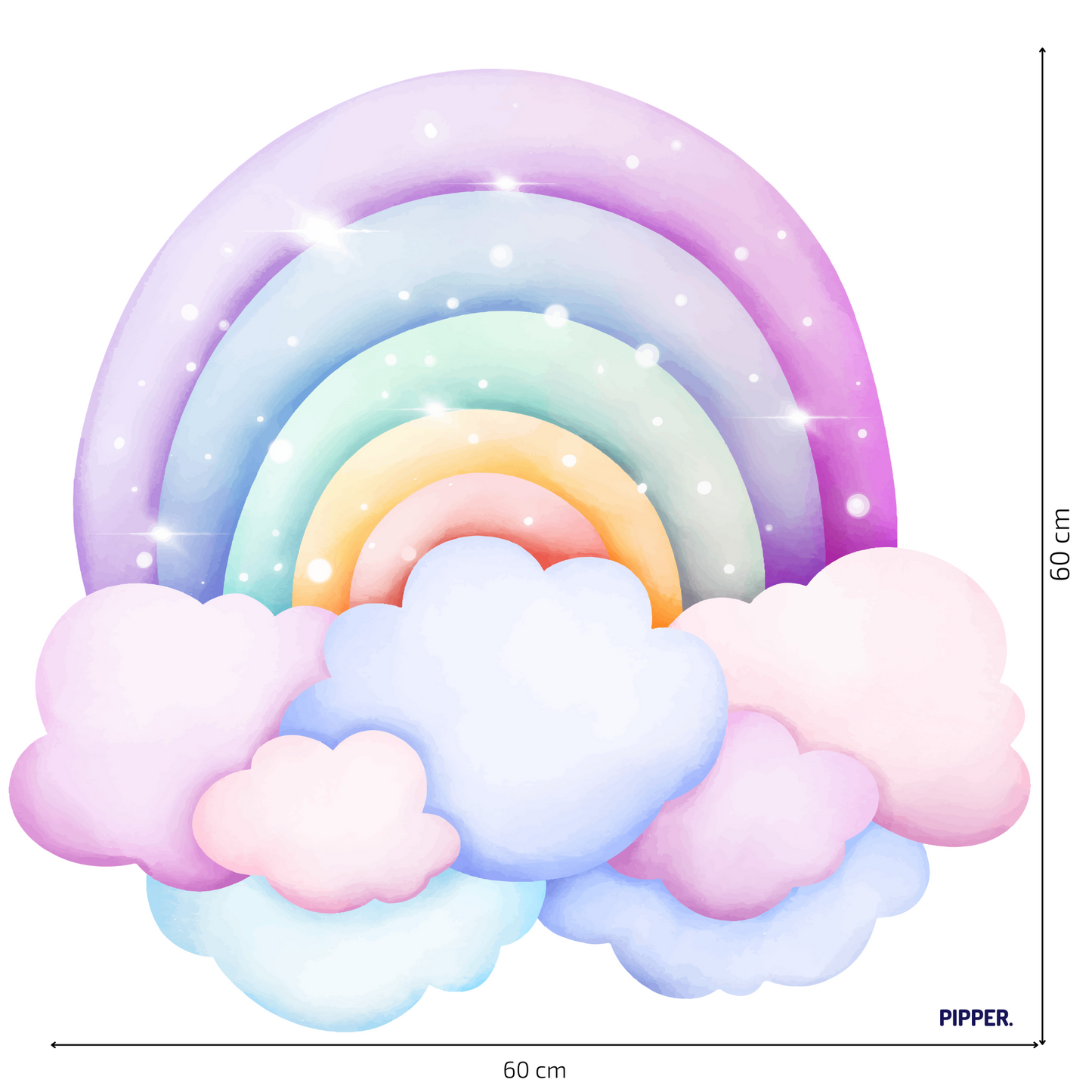 Textile Wall Sticker “Rainbow with Clouds 2”