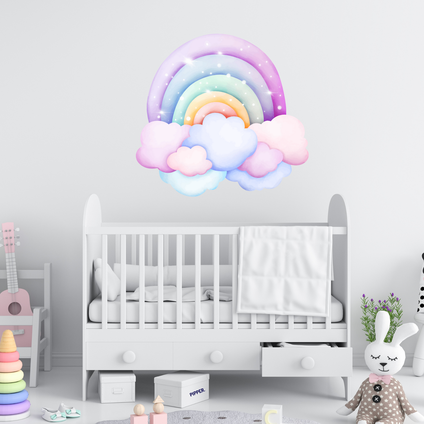 Textile Wall Sticker “Rainbow with Clouds 2”