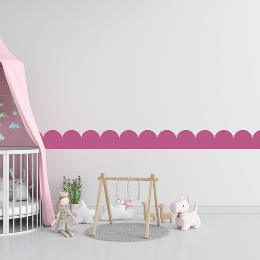 Textile Wall Sticker – Scalloped Arch Border - Candy Pink