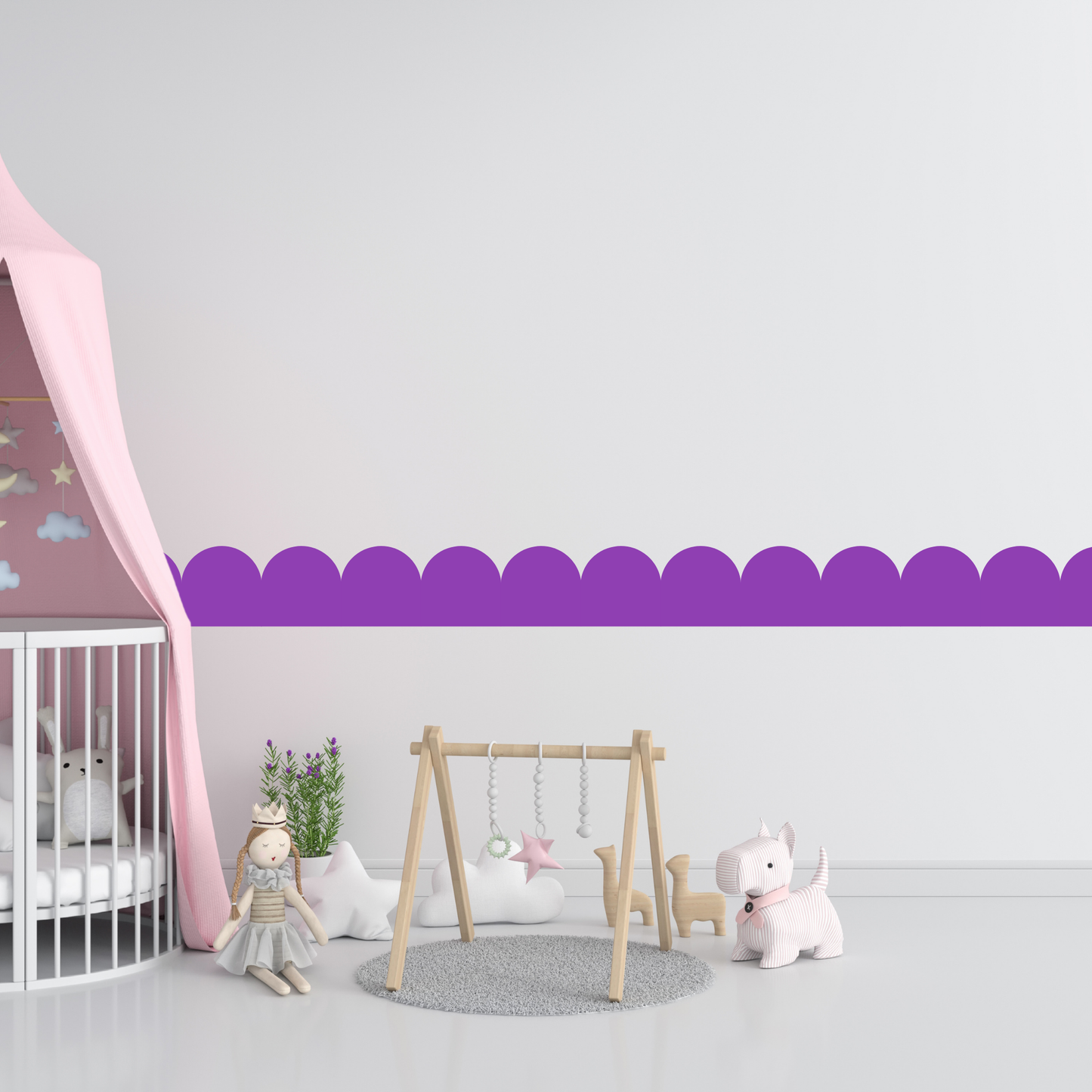 Textile Wall Sticker – Scalloped Arch Border - Purple