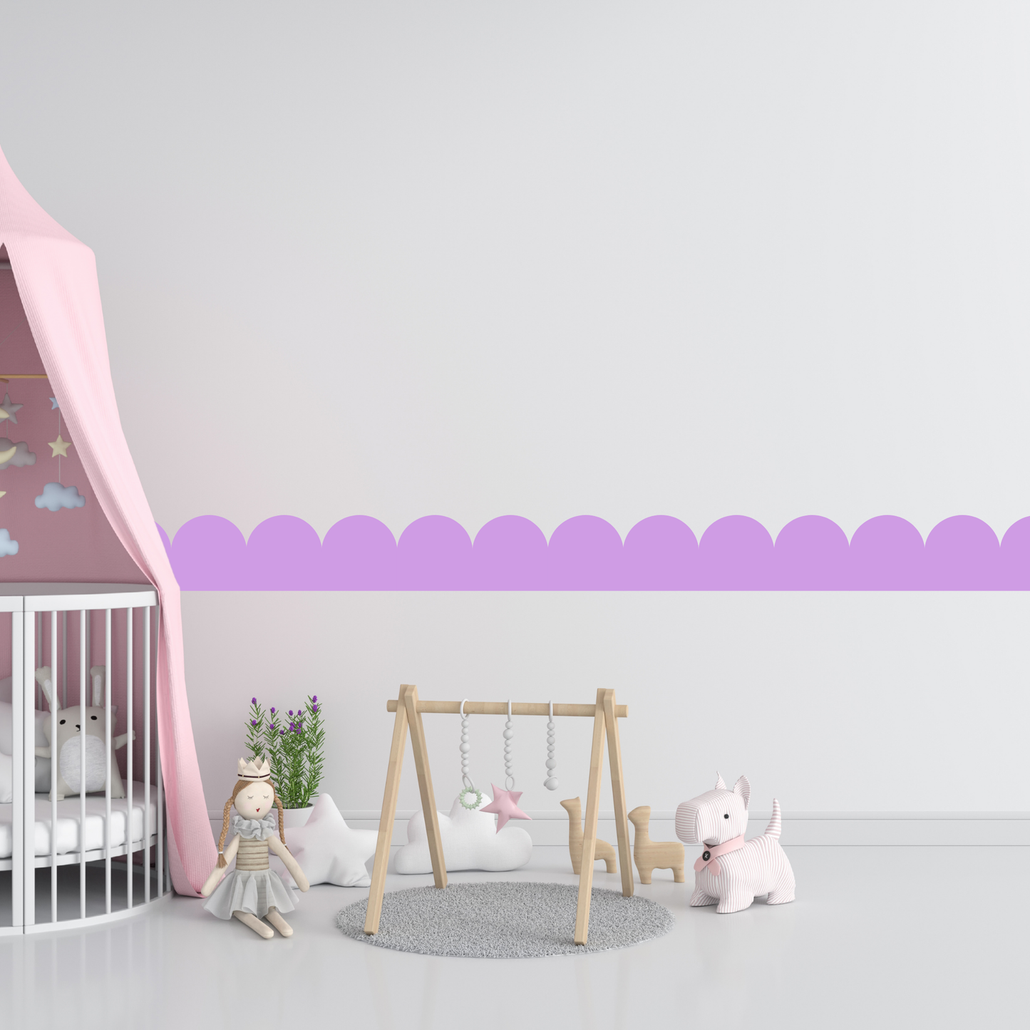 Textile Wall Sticker – Scalloped Arch Border - Purple