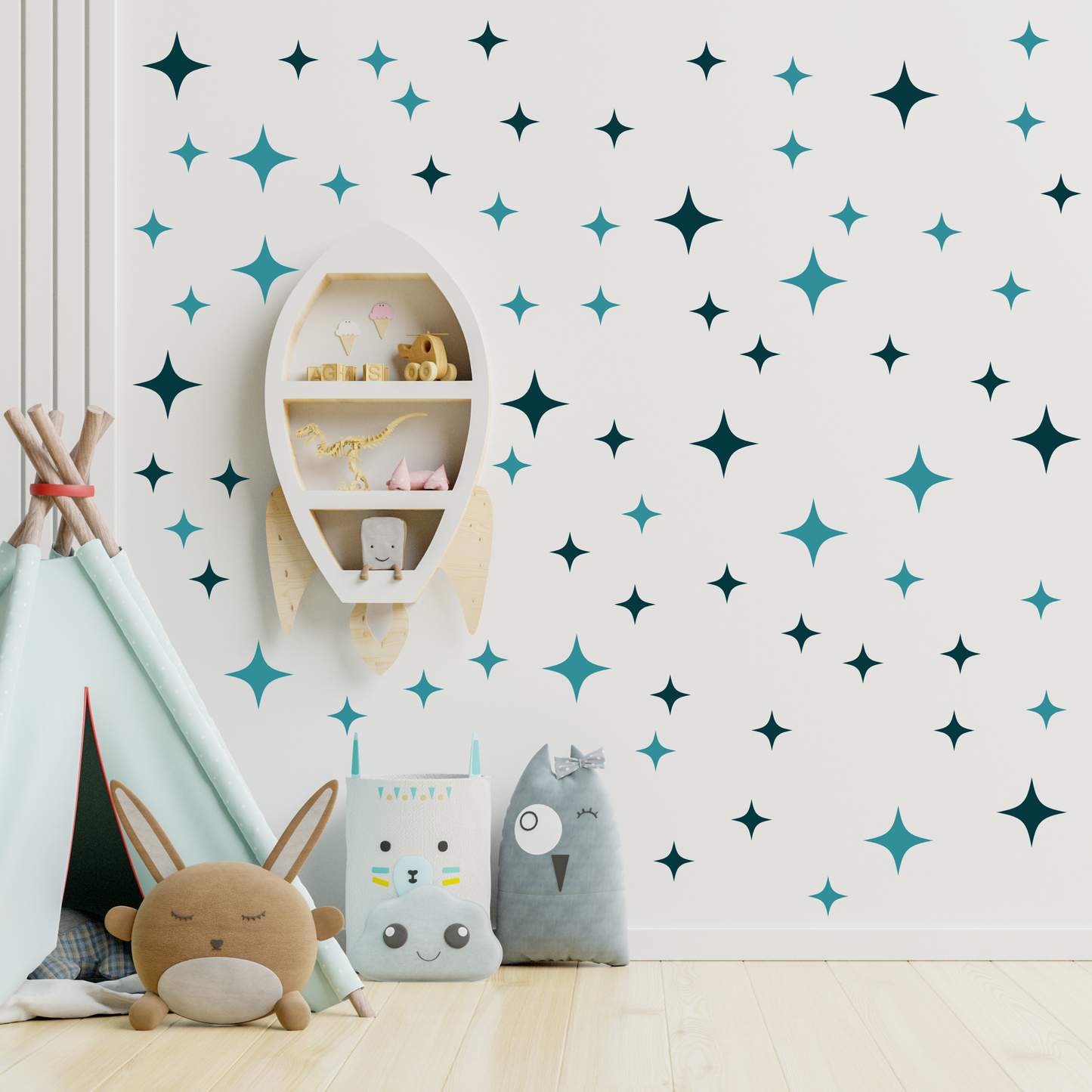 Textile Wall Sticker “Stars” Blue-green colors