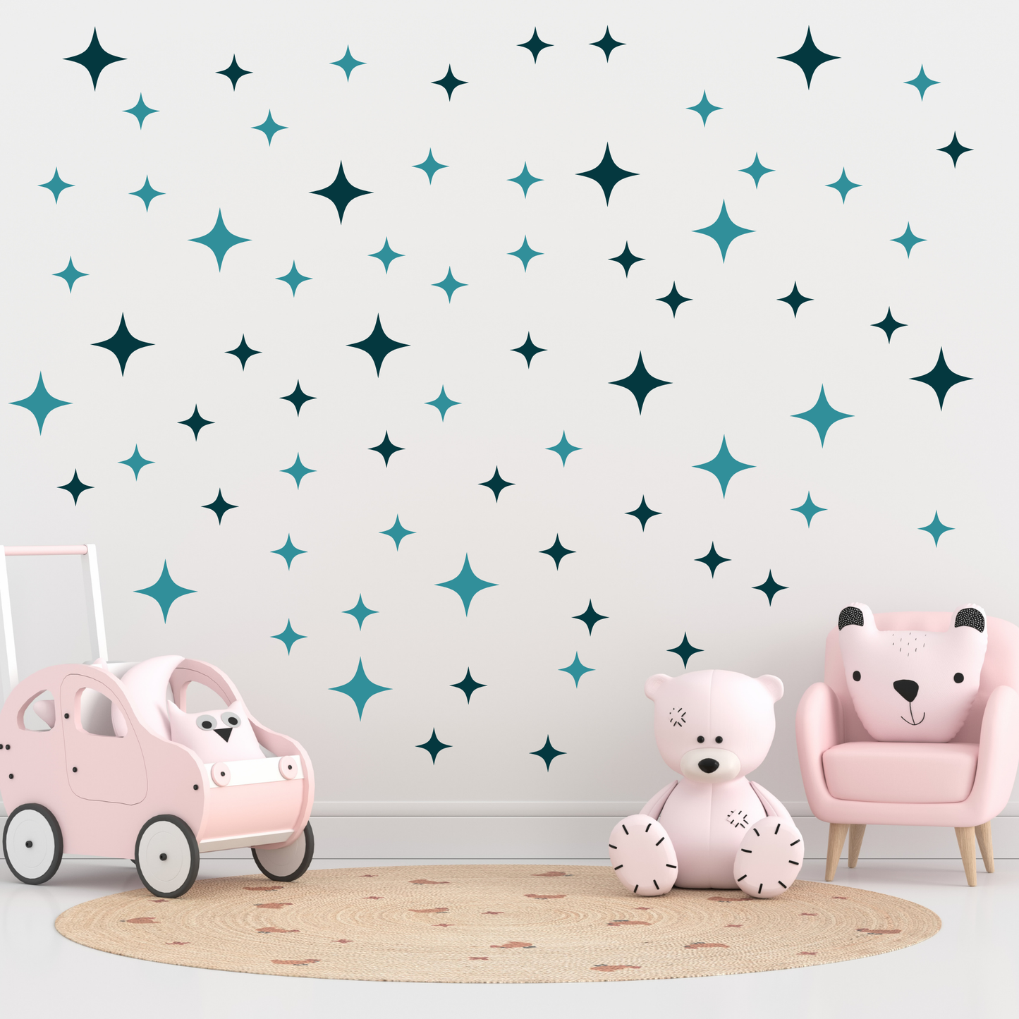 Textile Wall Sticker “Stars” Blue-green colors
