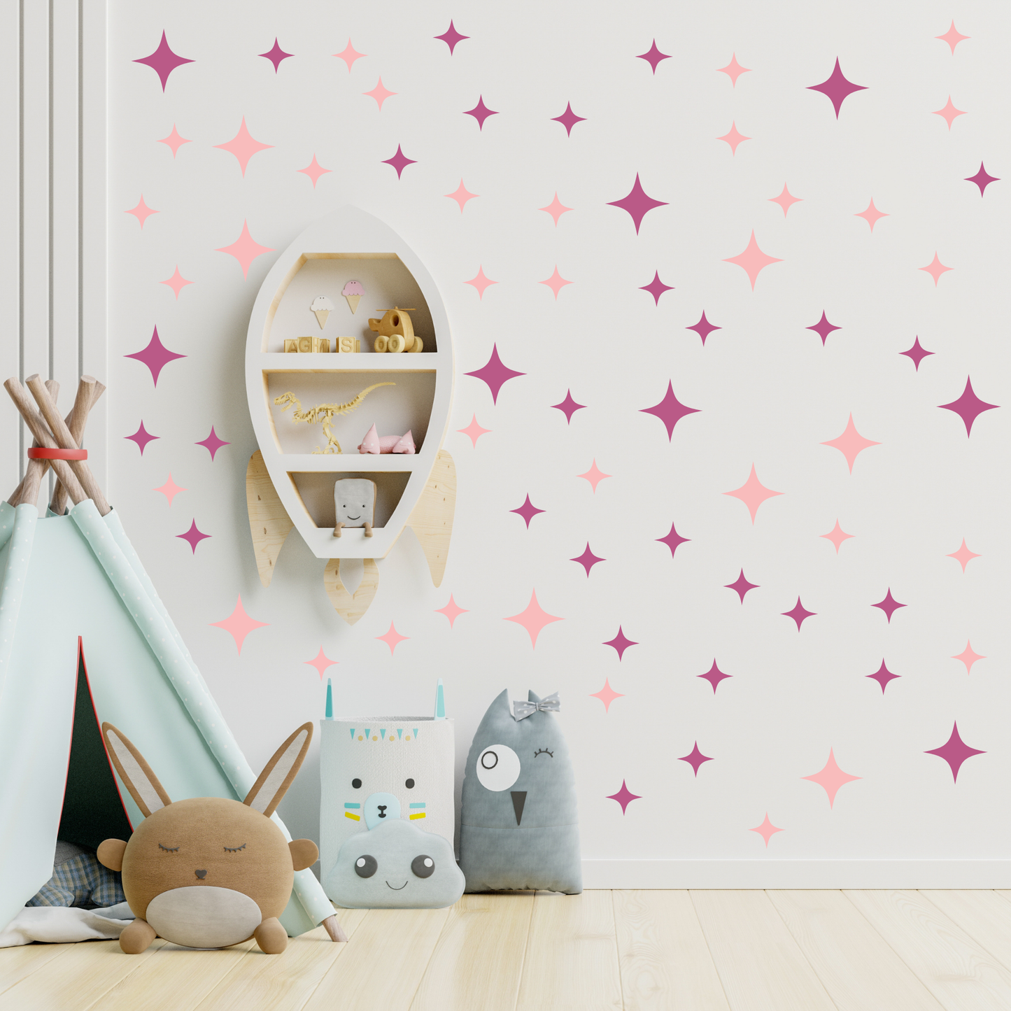 Textile Wall Sticker “Stars” Candy pink colors