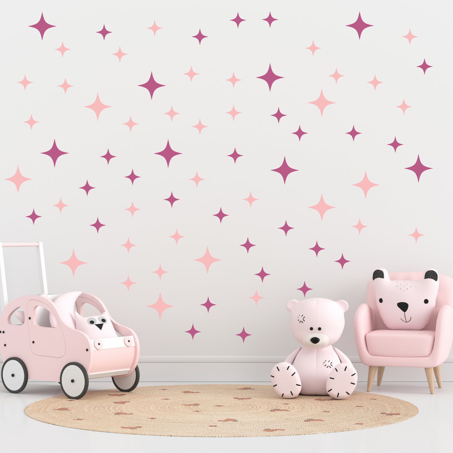 Textile Wall Sticker “Stars” Candy pink colors