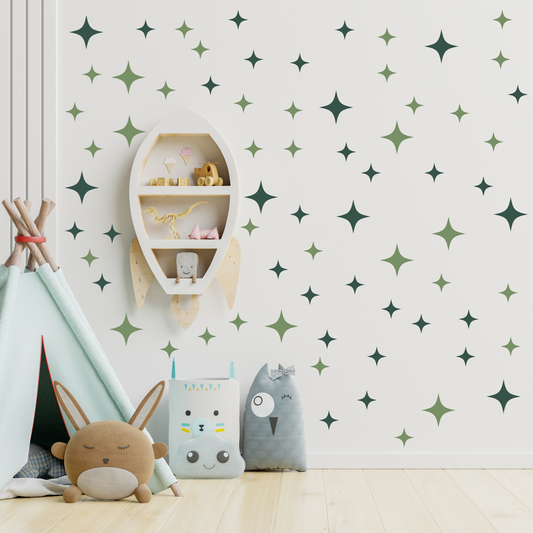 Textile Wall Sticker “Stars” Green colors
