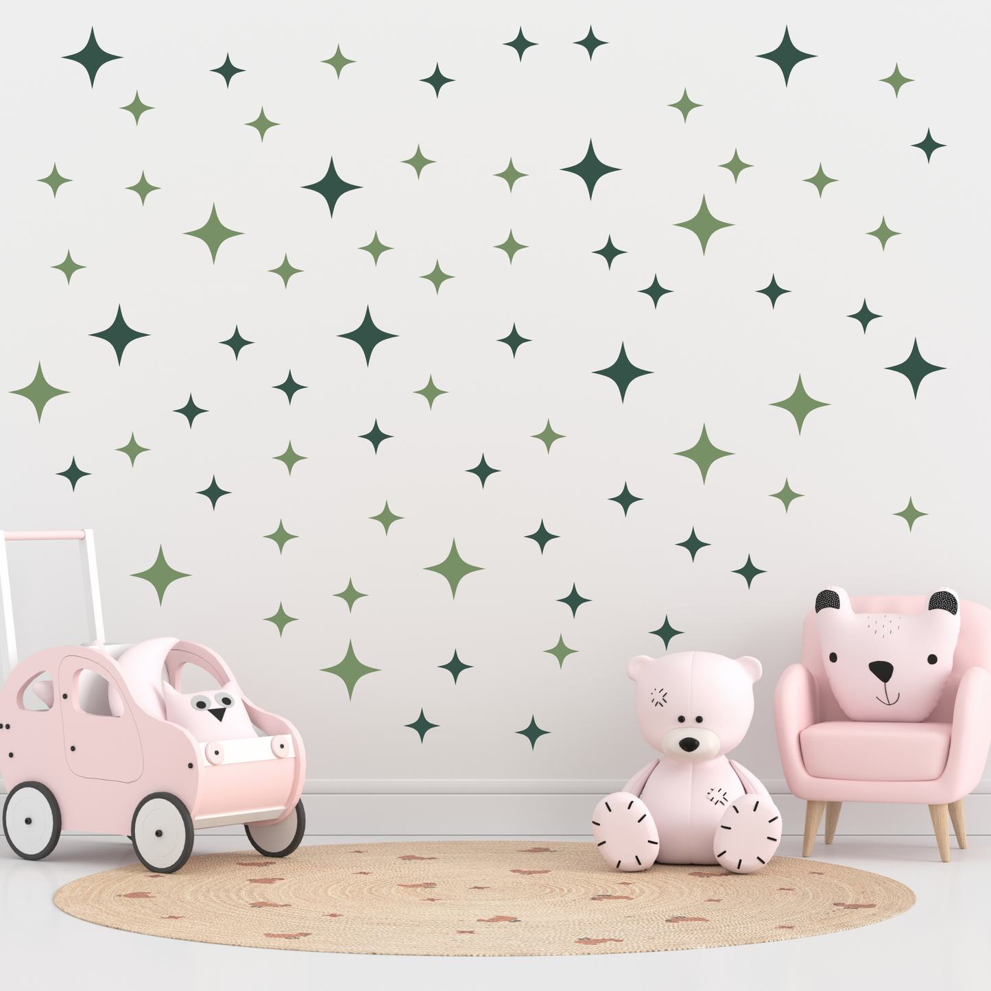 Textile Wall Sticker “Stars” Green colors