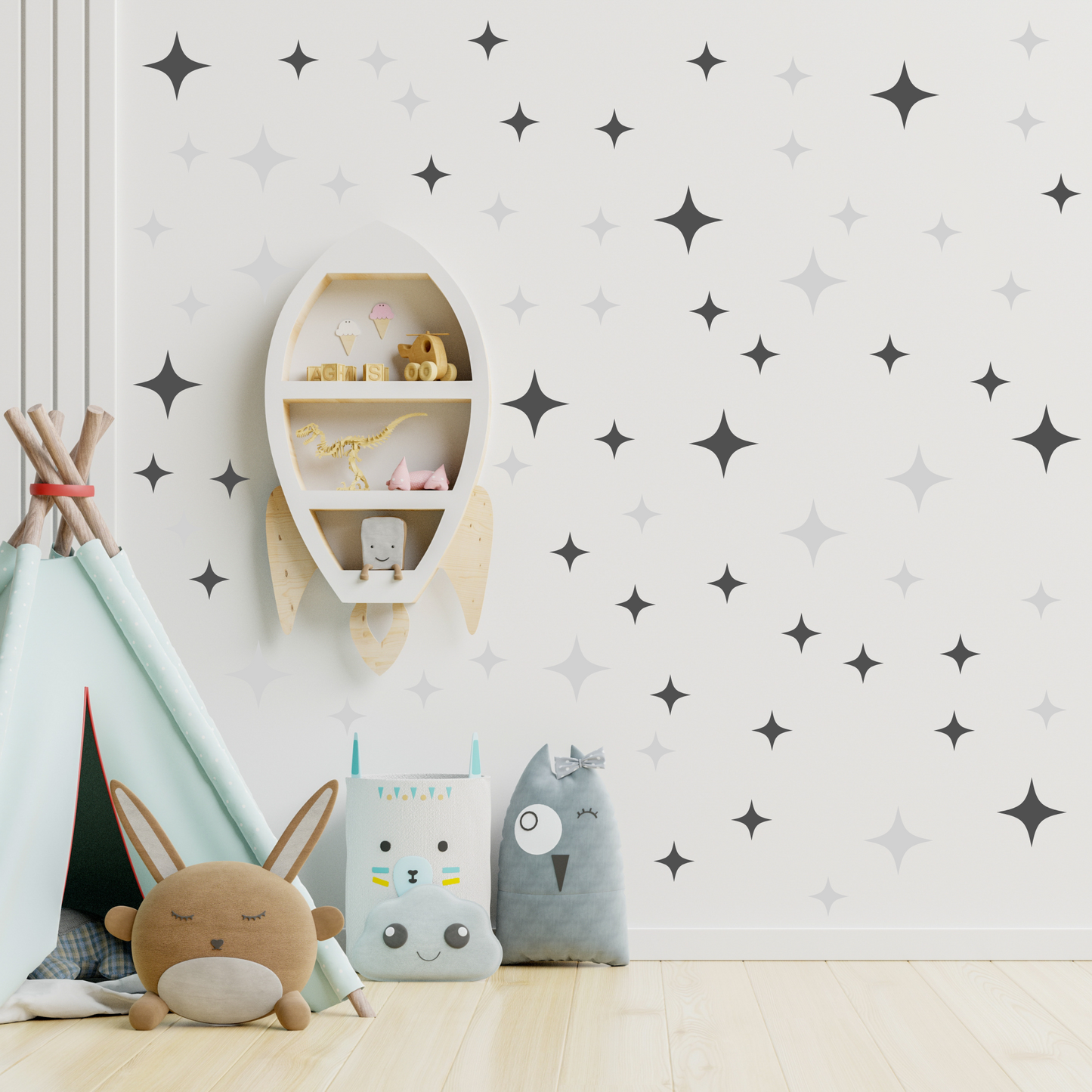 Textile Wall Sticker “Stars” Gray colors