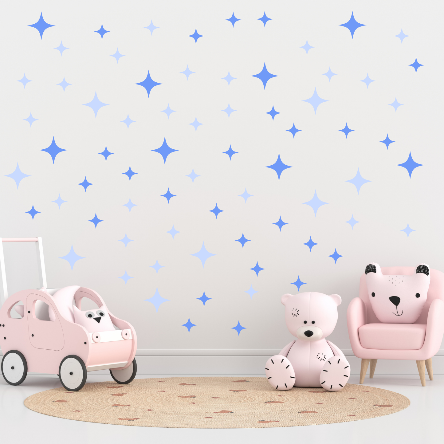 Textile Wall Sticker “Stars” Light blue colors