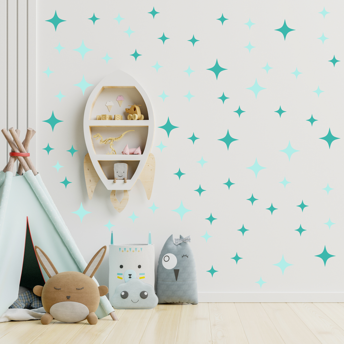 Textile Wall Sticker “Stars” Turquoise colors