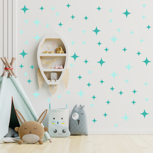 Textile Wall Sticker “Stars” Turquoise colors