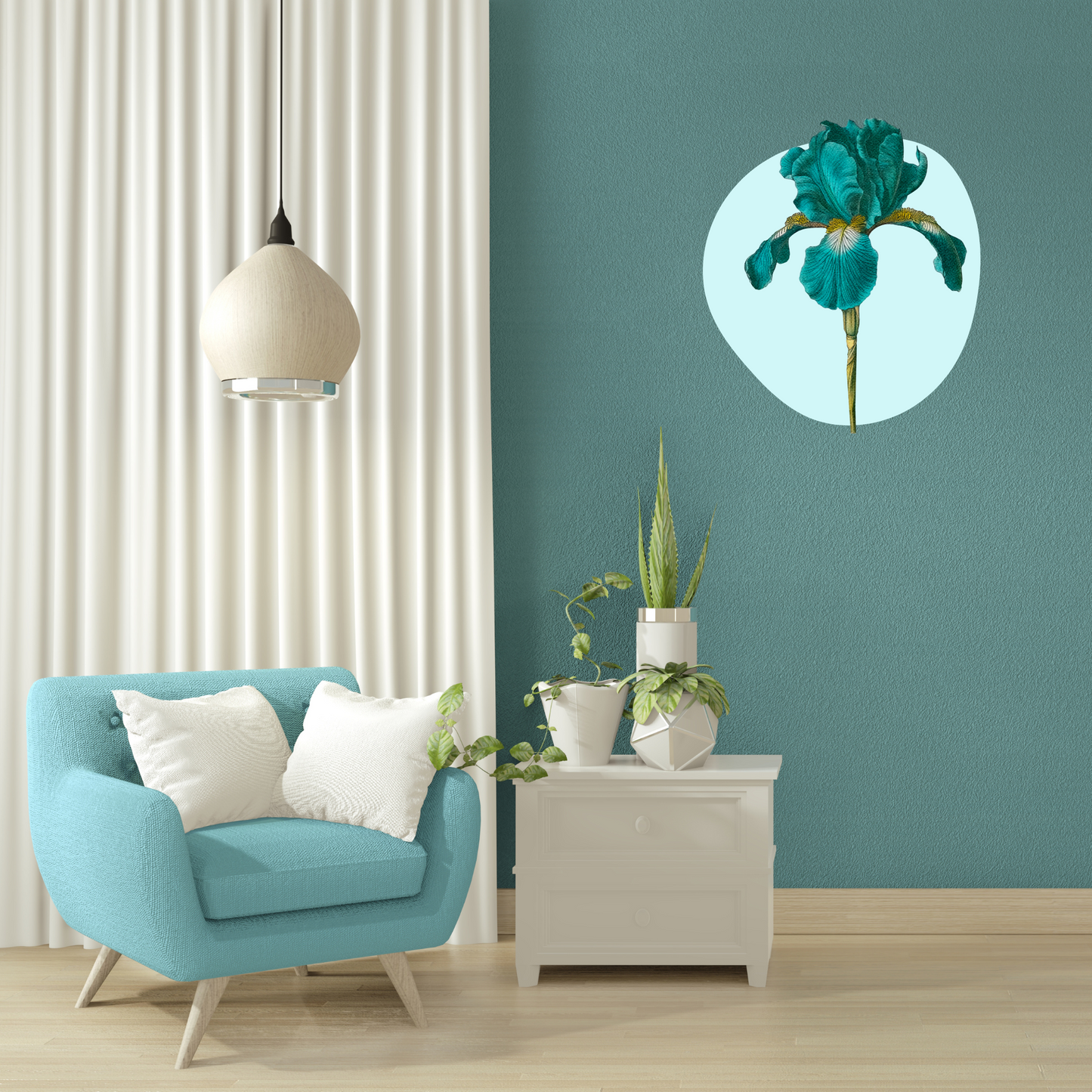 Textile Wall Sticker “Turquoise Iris”