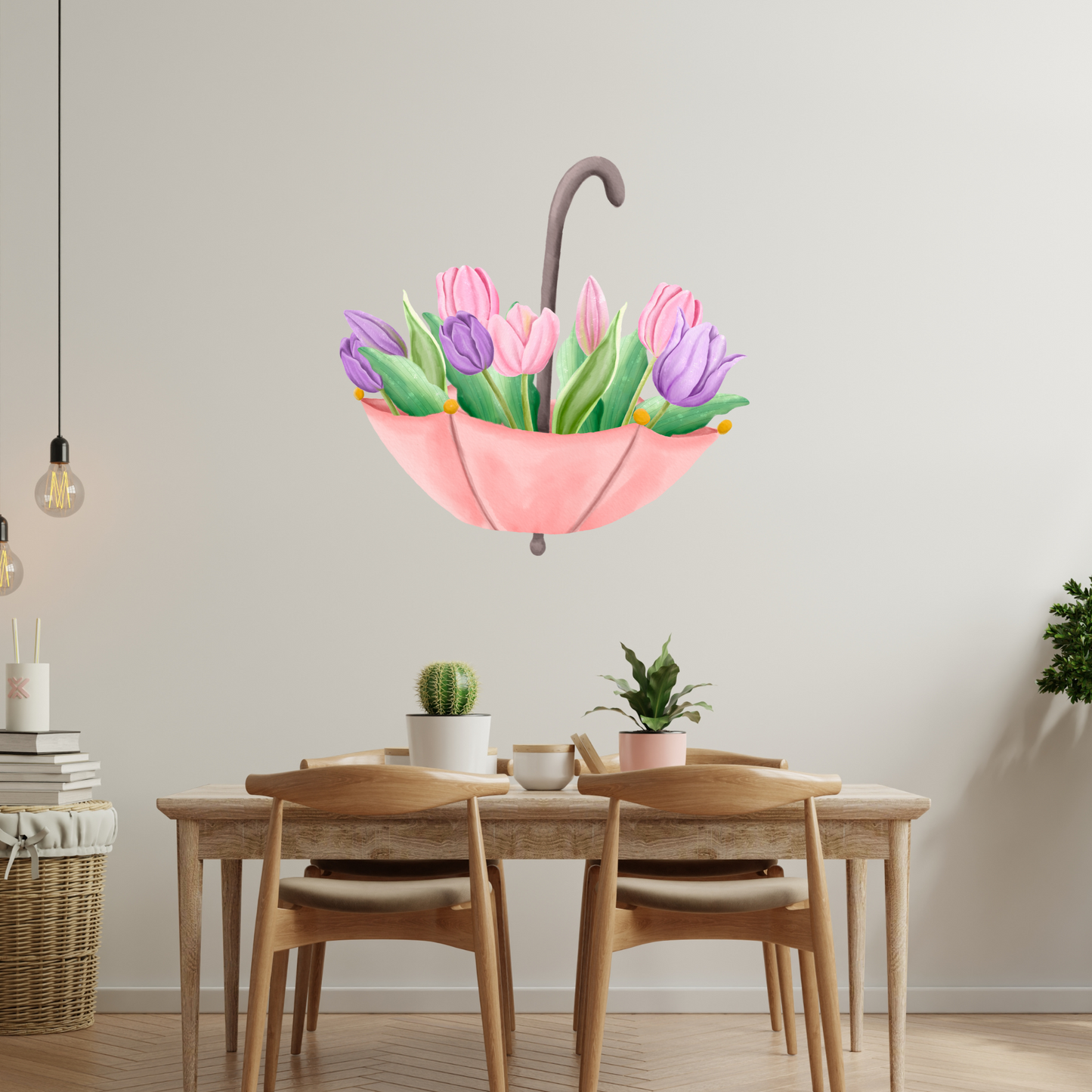 Textile Wall Sticker “Umbrella with Tulips”