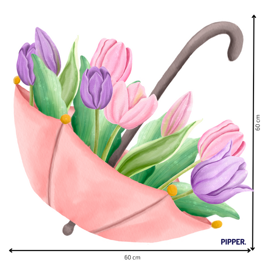 Textile Wall Sticker “Umbrella with Tulips”