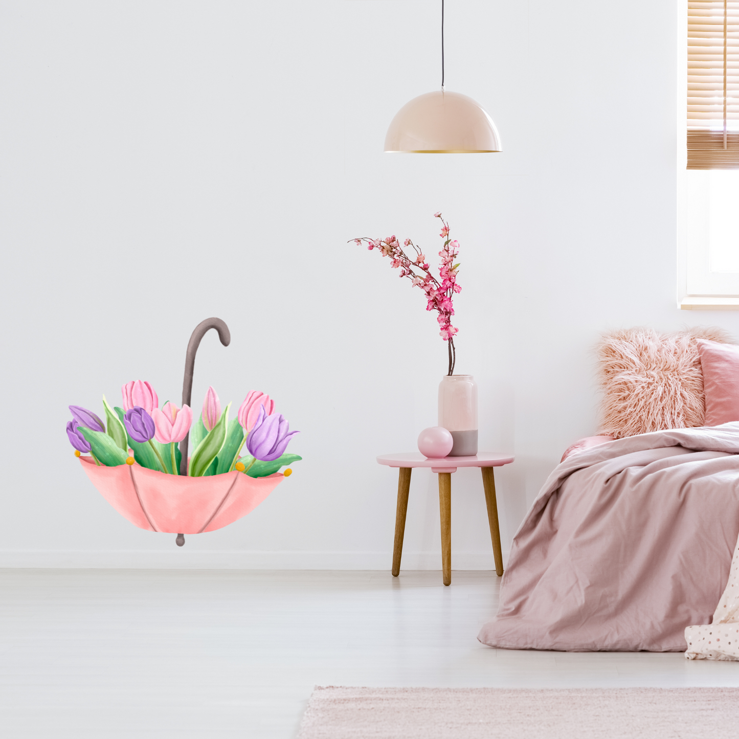 Textile Wall Sticker “Umbrella with Tulips”
