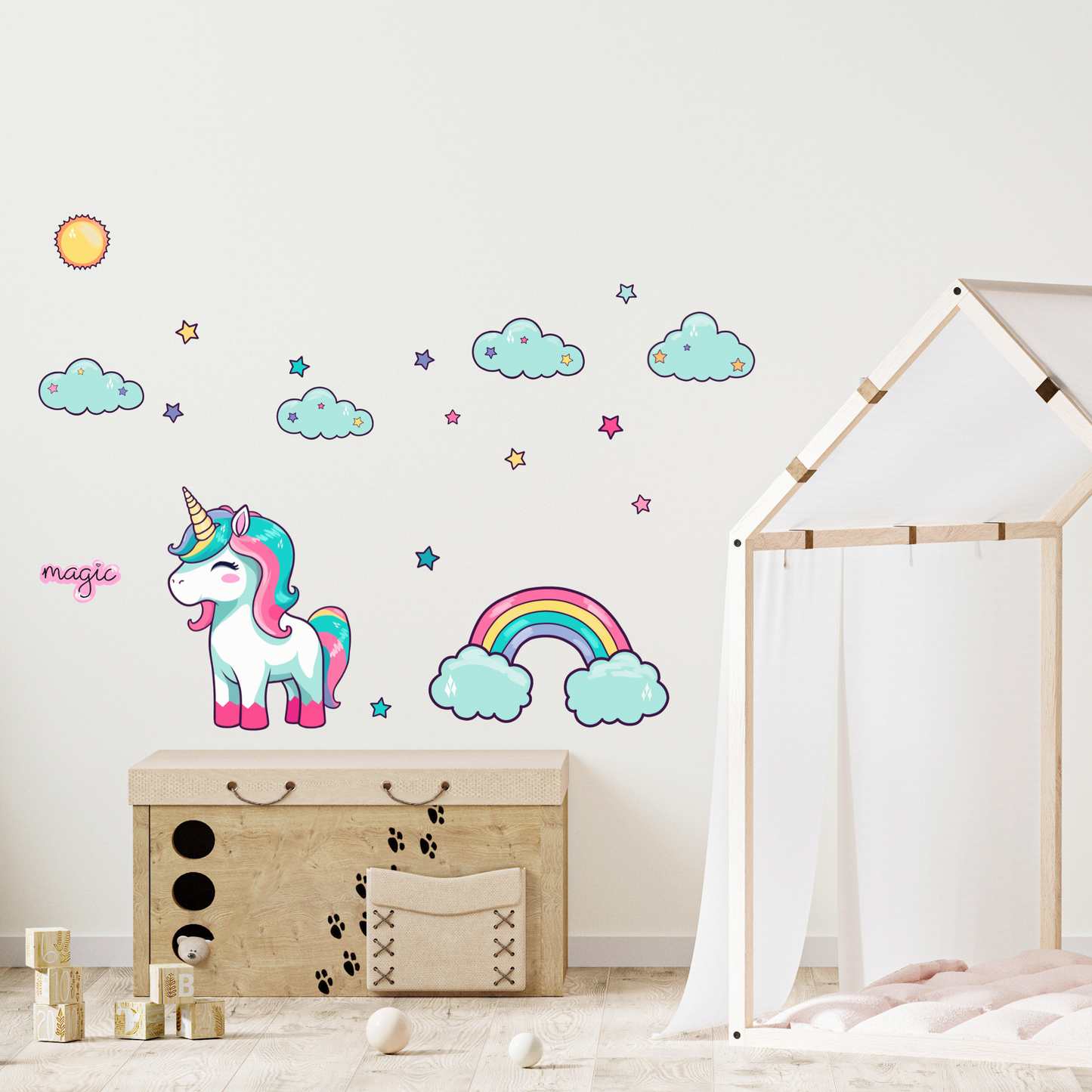 Textile Wall Sticker “Unicorn with Clouds”