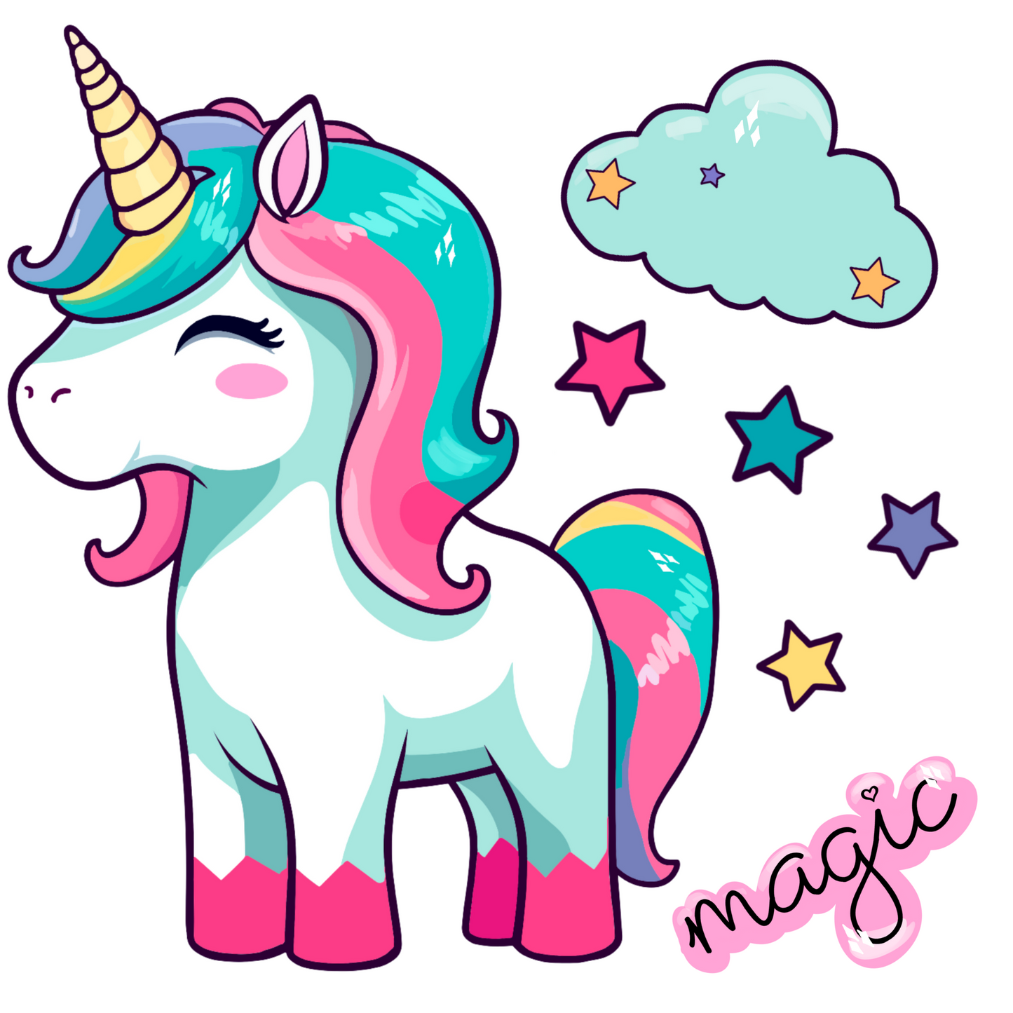 Textile Wall Sticker “Unicorn with Clouds”