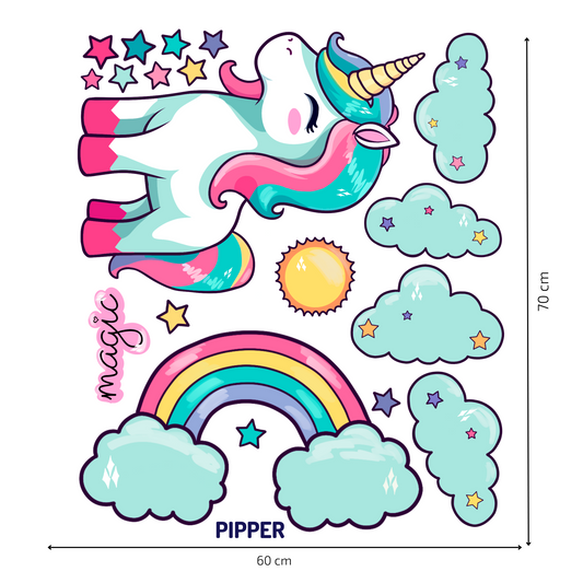 Textile Wall Sticker “Unicorn with Clouds”