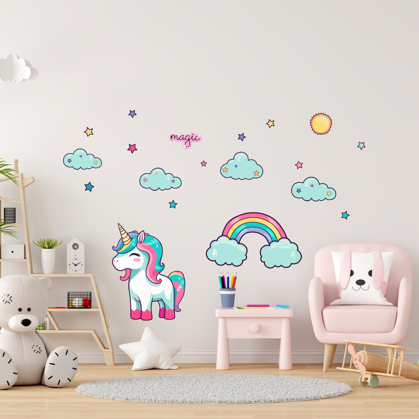 Textile Wall Sticker “Unicorn with Clouds”