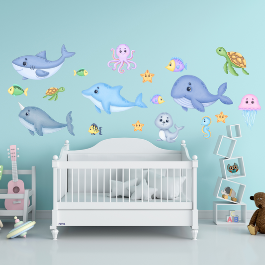 Textile Wall Sticker XXL “Baby Sea World”