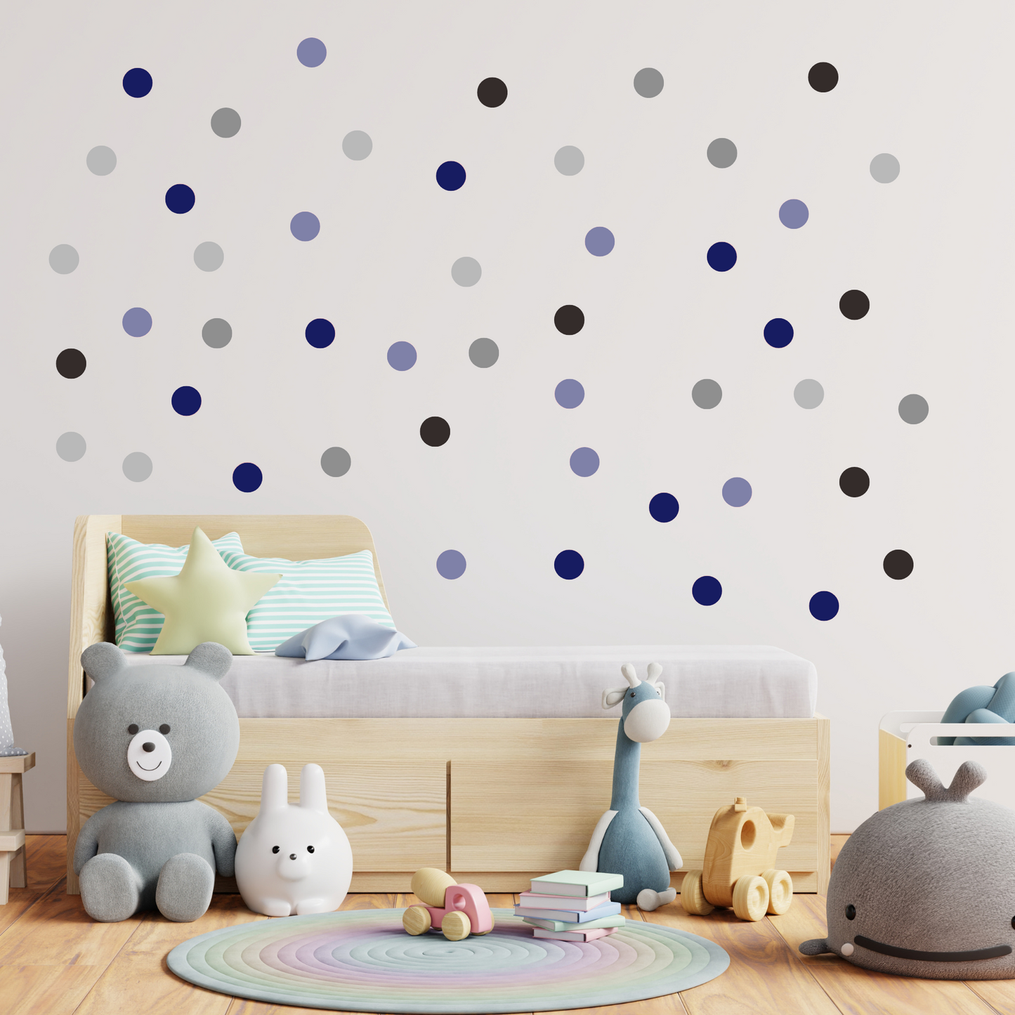 Textile Wall sticker "Colorful dots" Dark blue colors