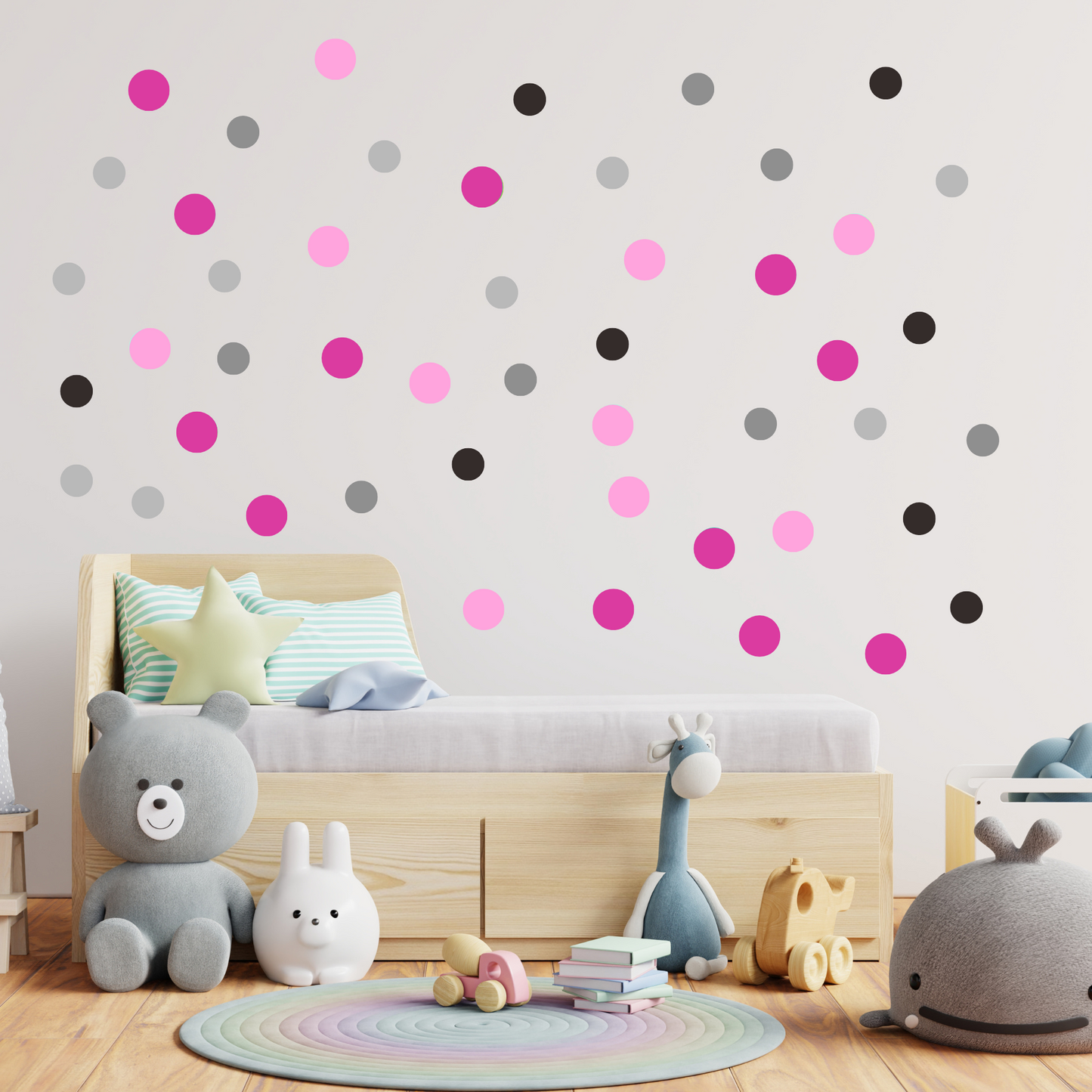Textile Wall sticker "Colorful dots" Dark pink colors