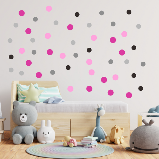 Textile Wall sticker "Colorful dots" Dark pink colors