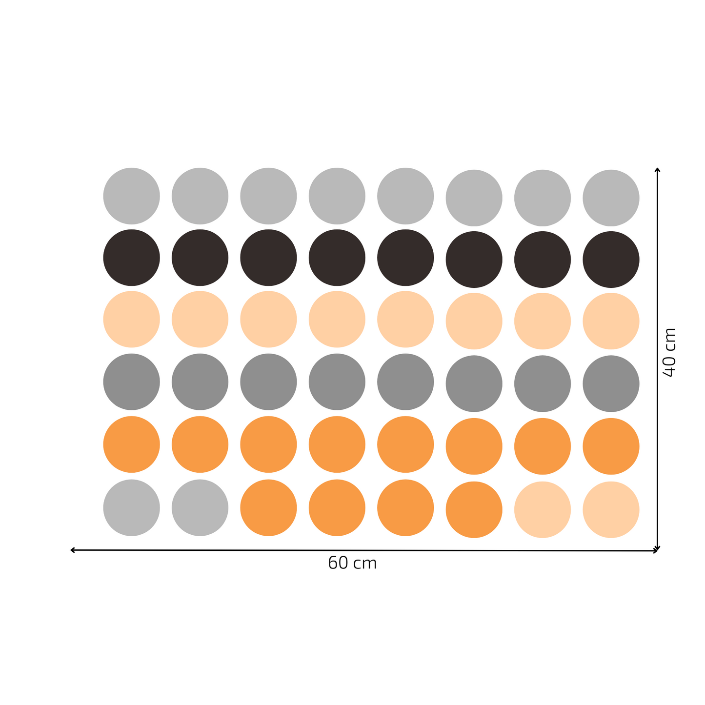 Textile Wall sticker "Colorful dots" Orange colors