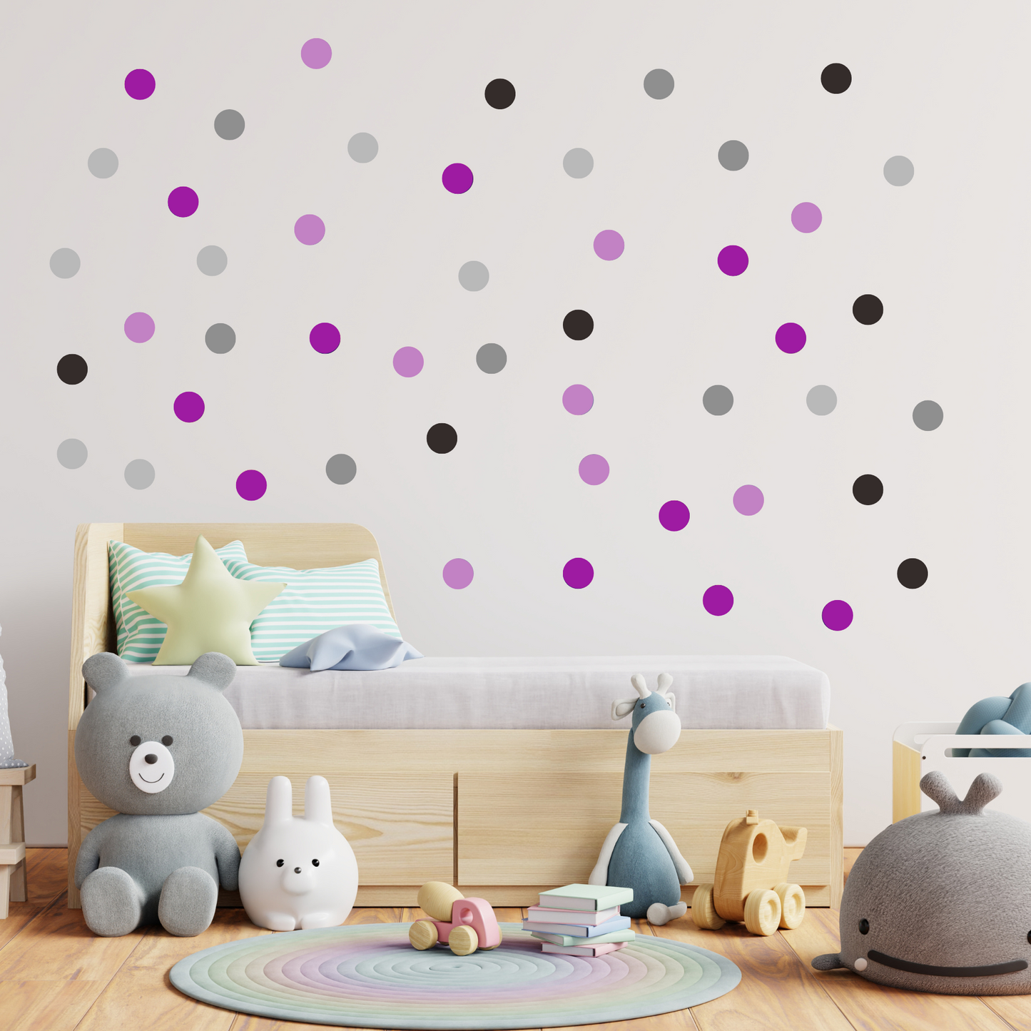 Textile Wall sticker "Colorful dots" Purple colors