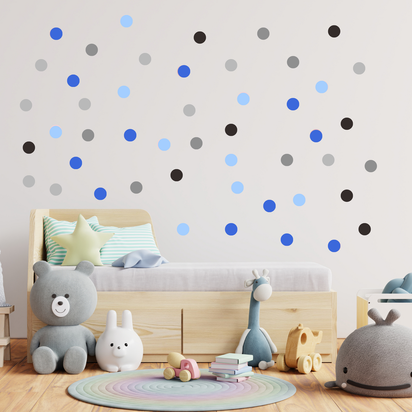 Textile Wall sticker "Colorful dots" Soft blue colors