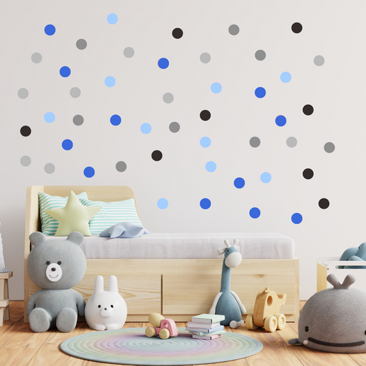Textile Wall sticker "Colorful dots" Soft blue colors