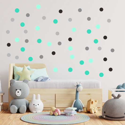 Textile Wall sticker "Colorful dots" Turquoise colors