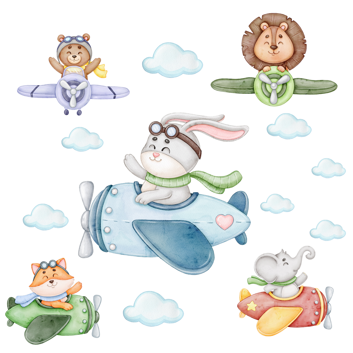 Textile Wall Sticker “Animals on Airplanes”