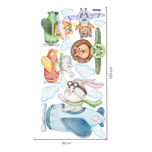 Textile Wall Sticker “Animals on Airplanes”