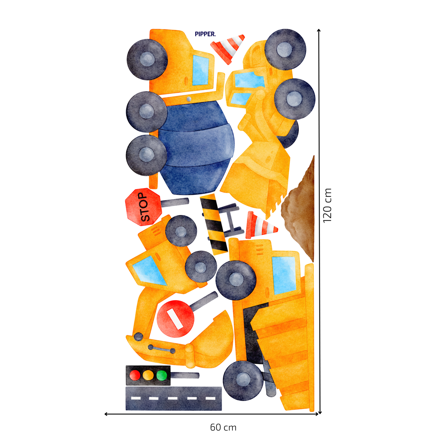 Textile Wall Sticker “Construction Trucks”