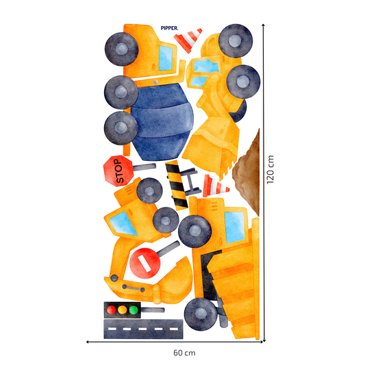 Textile Wall Sticker “Construction Trucks”