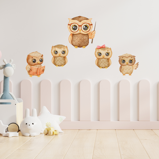 Textile Wall Sticker “Owls at School”