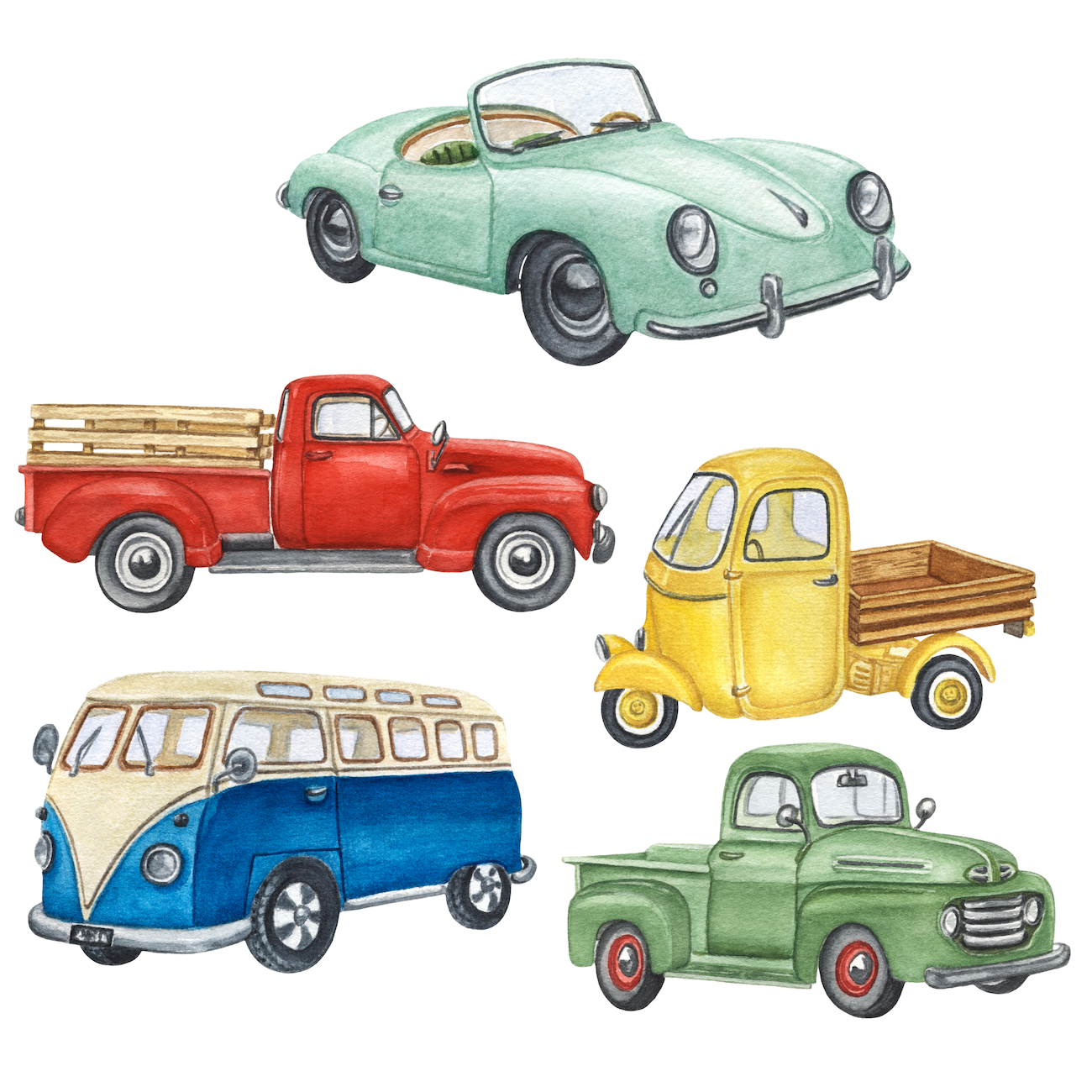 Textile Wall Sticker “Retro Cars”